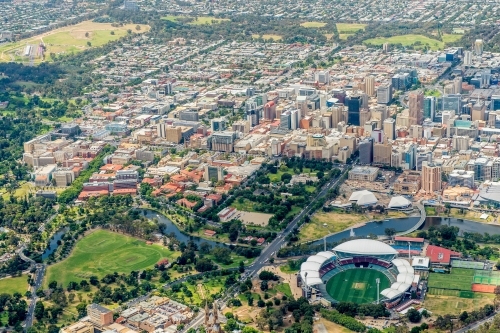 Adelaide Oval and Adelaide from above