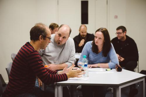 Adult students at a small group tutorial at university - Australian Stock Image