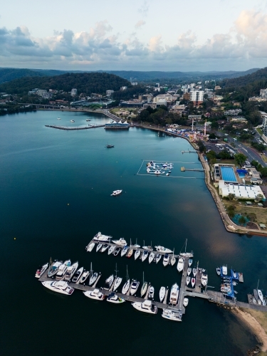 Aerial image looking over Gosford Sailing Club and Brisbane Water - Australian Stock Image