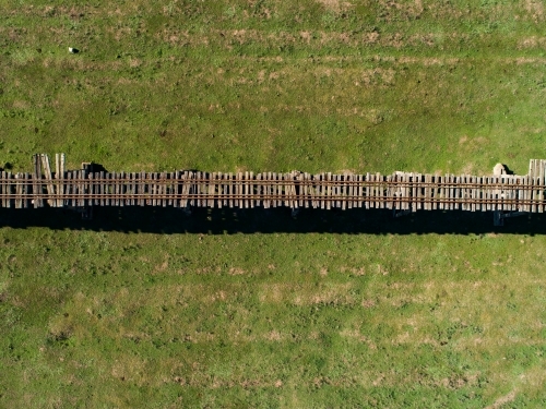 Aerial image of Gundagai historic railway bridge - Australian Stock Image