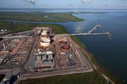 Aerial image of industrial plant in construction - Australian Stock Image