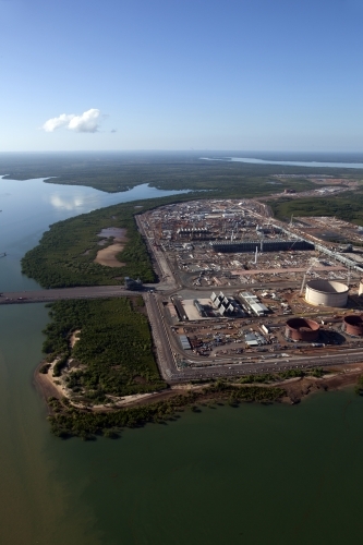 Aerial image of industrial plant in construction - Australian Stock Image