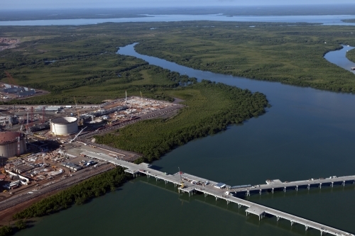 Aerial image of industrial plant in construction - Australian Stock Image