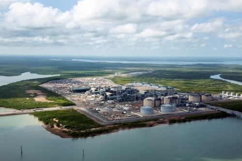 Aerial image of industrial plant in construction - Australian Stock Image