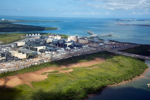 Aerial image of industrial plant in construction - Australian Stock Image