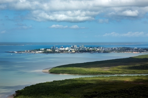 Aerial image of industrial plant in construction on the harbour - Australian Stock Image
