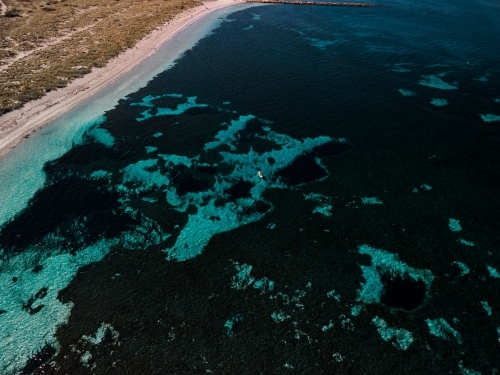 Aerial image of shallow reef surrounding Woodman Point - Australian Stock Image