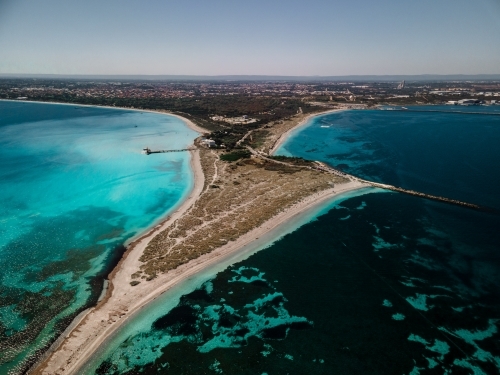 Aerial image of shallow reef surrounding Woodman Point