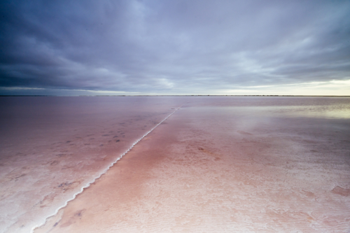 Aerial imagery of Lake Tyrrell which is a large salt lake near Sea Lake - Australian Stock Image