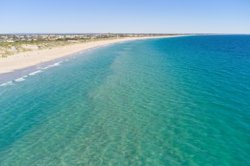 Aerial of beach at Secreat Harbour, in Perth Western Australia, in Summer
