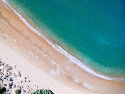 Aerial of beach with turquoise water - Australian Stock Image