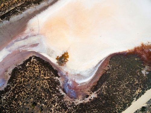 Aerial of salt flat on farming land - Australian Stock Image