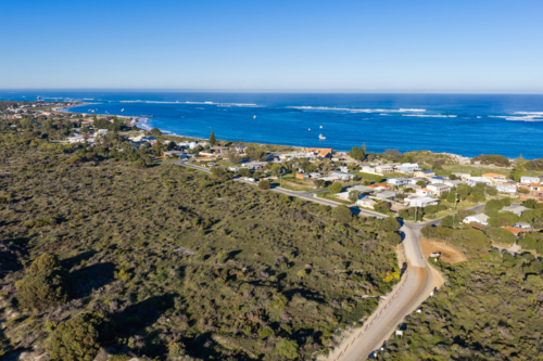 Aerial of the coastal town of Lancelin Western Australia - Australian Stock Image