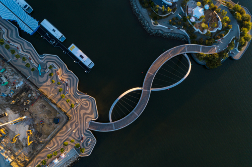 Aerial Over Elizabeth Quay Bridge - Australian Stock Image