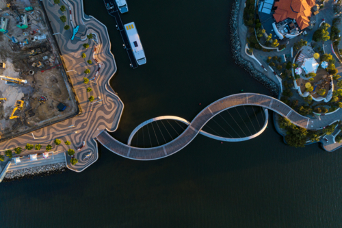 Aerial Over Elizabeth Quay Bridge - Australian Stock Image