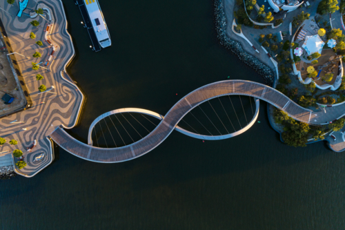 Aerial Over Elizabeth Quay Bridge - Australian Stock Image