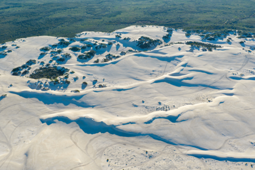 Aerial over Lancelin Sand Dunes North Of Perth Western Australia - Australian Stock Image