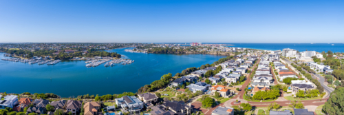 Aerial over Swan River East Fremantle - Australian Stock Image