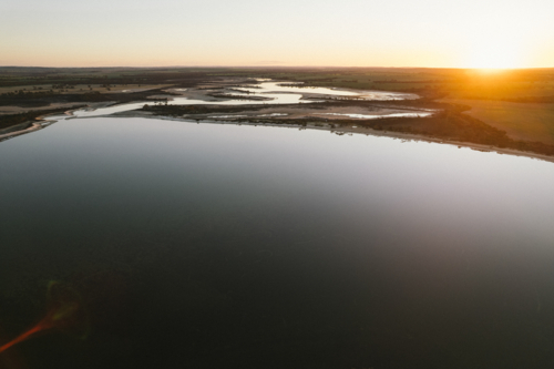 Aerial over Yenyening Lakes in Beverley Western Australia - Australian Stock Image