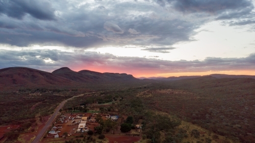 Aerial p\view of Tom Price at dusk - Australian Stock Image