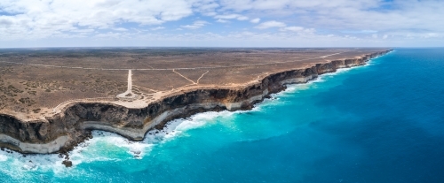 Aerial panorama of the Bunda Cliffs along the Great Australian Bight.