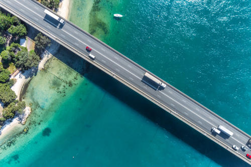 Aerial roadway Bridge Over Swan River - Australian Stock Image