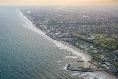 Aerial shot of an island and ocean