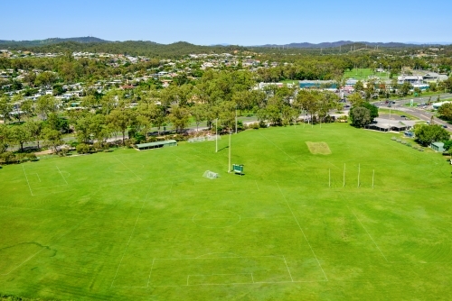Aerial shot of Clinton Soccer fields and park - Australian Stock Image