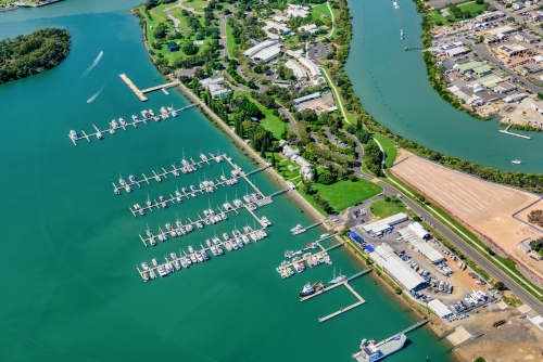 Aerial shot of Gladstone Marina, Queensland - Australian Stock Image