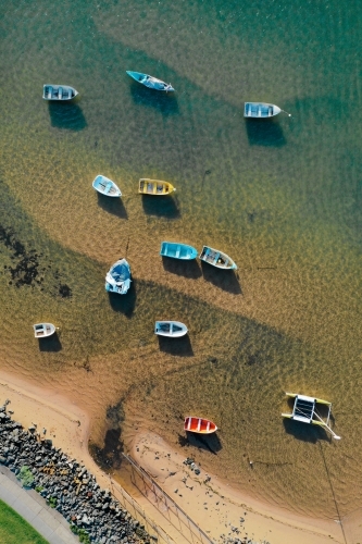 Aerial shots of boats at Victoria Point, Queensland