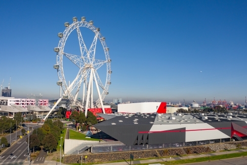 Aerial view of a large ferris wheel within a shopping centre - Australian Stock Image