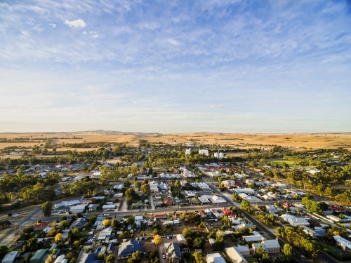 Aerial view of a small country town