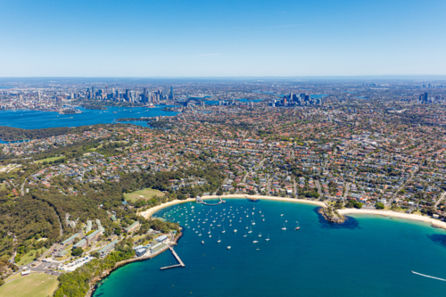 Aerial view of Balmoral and Mosman - Australian Stock Image
