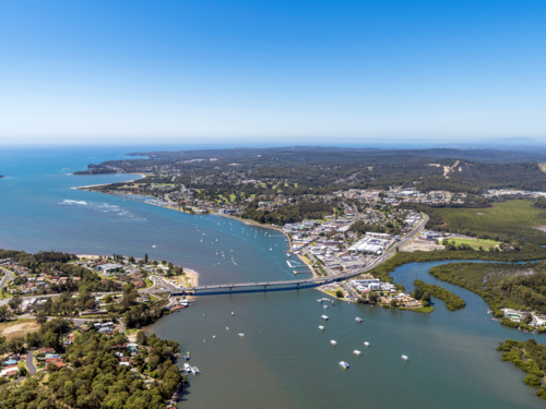 Aerial view of Batemans Bay, NSW - Australian Stock Image