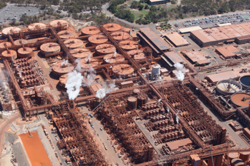 Aerial view of bauxite refinery - Australian Stock Image
