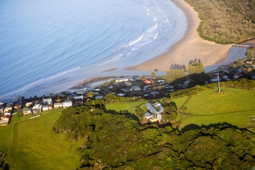 Aerial view of beach front houses