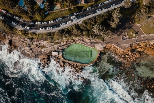 Aerial view of Bronte Ocean Pool (Bronte Baths) - Australian Stock Image