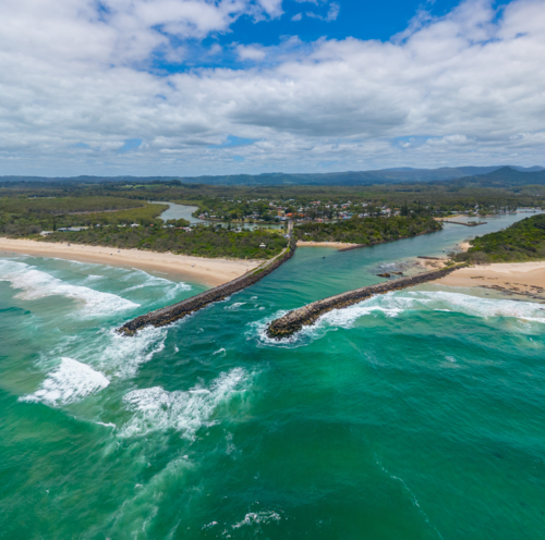 Aerial view of Brunswick Heads - Australian Stock Image