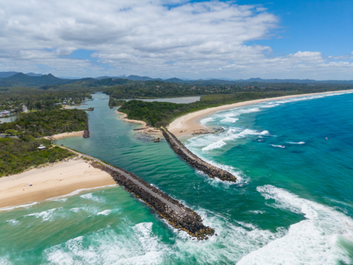 Aerial view of Brunswick Heads - Australian Stock Image