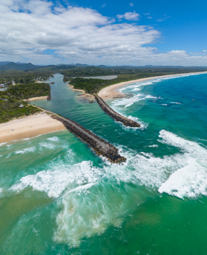 Aerial view of Brunswick Heads - Australian Stock Image