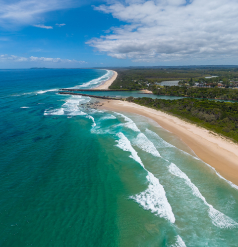 Aerial view of Brunswick Heads - Australian Stock Image