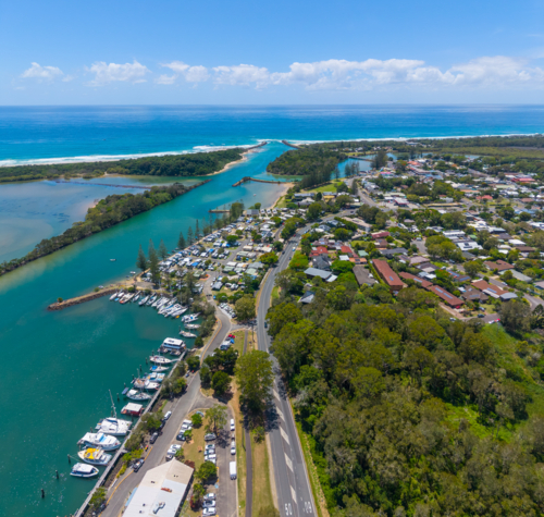Aerial view of Brunswick Heads - Australian Stock Image