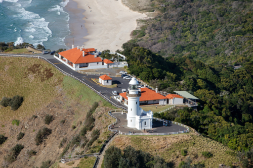Aerial view of Byron Bay Lighthouse - Australian Stock Image