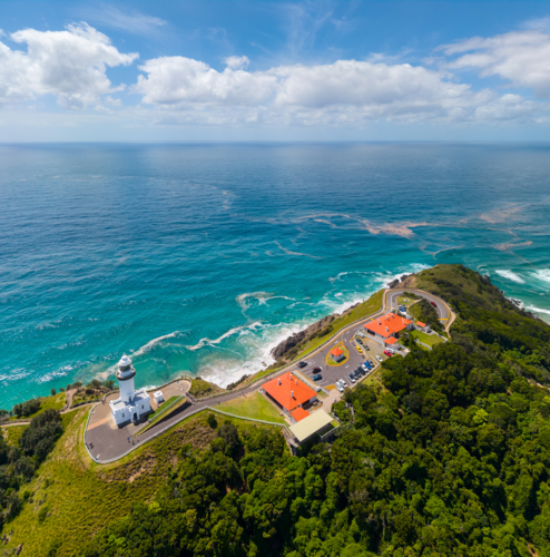 Aerial view of Byron Bay Lighthouse - Australian Stock Image