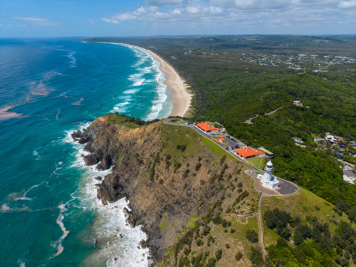 Aerial view of Byron Bay Lighthouse - Australian Stock Image