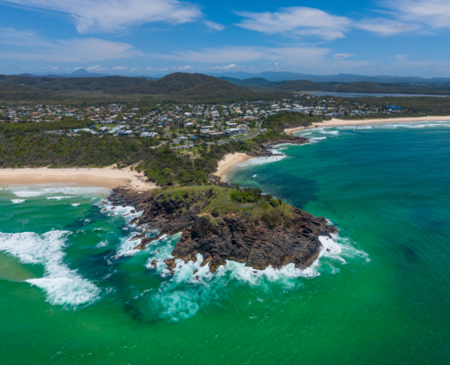 Aerial view of Cabarita Beach on the far North Coast, New South Wales, Australia - Australian Stock Image