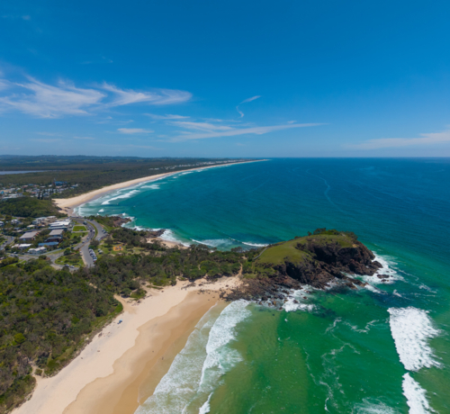 Aerial view of Cabarita Beach on the far North Coast, New South Wales, Australia - Australian Stock Image
