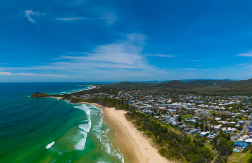 Aerial view of Cabarita Beach on the far north coast of New South Wales - Australian Stock Image