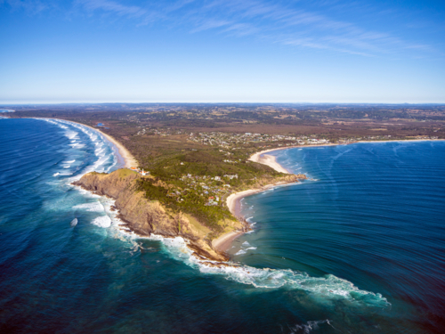 Aerial view of Cape Byron and Byron Bay - Australian Stock Image