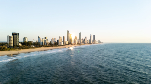 Aerial view of cityscape of Australias Gold Coast - Australian Stock Image